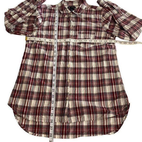 Gap Button Down Shirt Top Collar Red White Black Grey Striped Long Sleeves Small - Picture 5 of 9